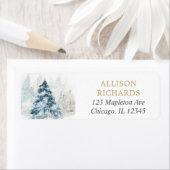 Kerstboom en sneeuwwinter etiket (Insitu)