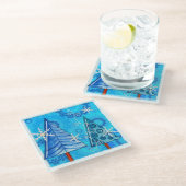 kerstboom en snoedige juwelen glazen onderzetter (Schuin)