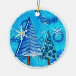 kerstboom en snoedige juwelen keramisch ornament