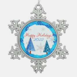 kerstboom en snoedige juwelen tin sneeuwvlok ornament