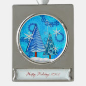 kerstboom en snoedige juwelen verzilverd banner ornament (Voorkant)