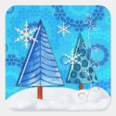 kerstboom en snoedige juwelen vierkante sticker (Voorkant)