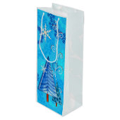 kerstboom en snoedige juwelen wijn cadeautas (Voorkant Gekanteld)