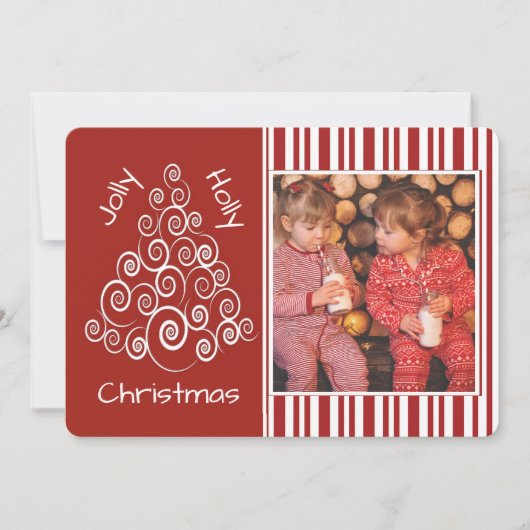 kerstboom en snoepriet Aangepaste foto Feestdagenkaart (Voorkant)