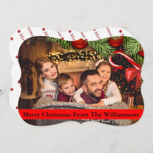 kerstboom en snoeprietrand Fancy snijden Feestdagenkaart (Voorkant / Achterkant)