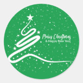 Kerstboom en Snowfall Classic Sticker (Voorkant)
