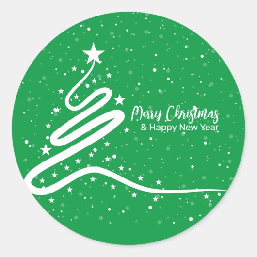 Kerstboom en Snowfall Classic Sticker (Voorkant)