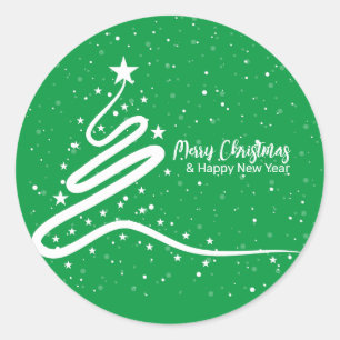 Kerstboom en Snowfall Classic Sticker