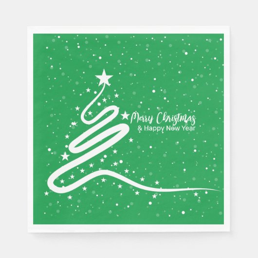 Kerstboom en snowfall Paper Napkins Servet (Voorkant)