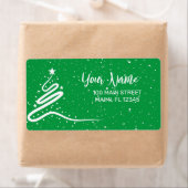 Kerstboom en Snowfall Return-adres Etiket (Insitu)