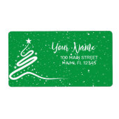 Kerstboom en Snowfall Return-adres Etiket (Voorkant)