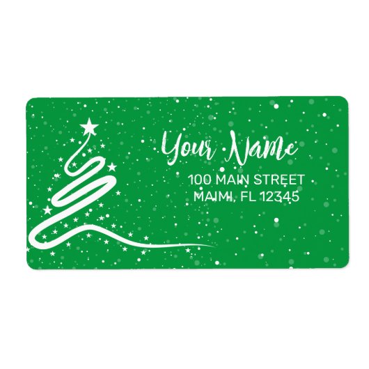 Kerstboom en Snowfall Return-adres Etiket (Voorkant)