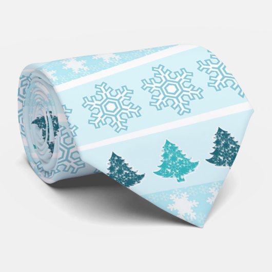 Kerstboom en Snowflake Pattern Stropdas (Opgerold)