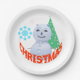 Kerstboom en Snowman Papieren Bordje