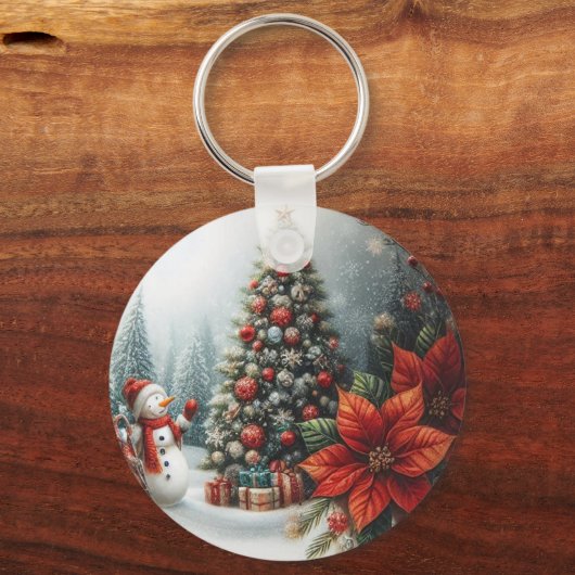 Kerstboom en Snowman Sleutelhanger (Voorkant)