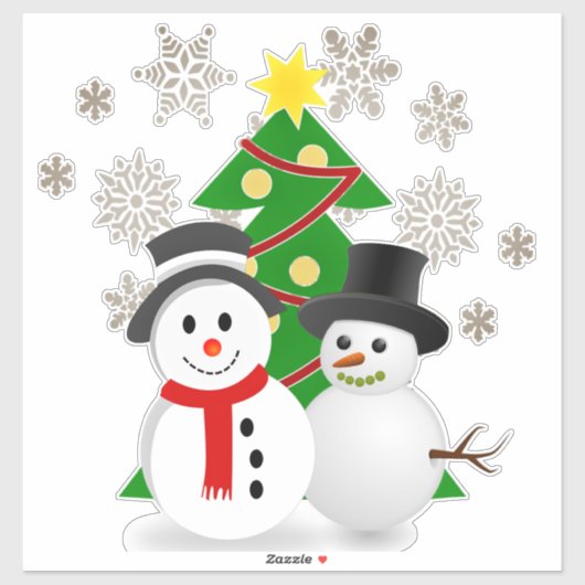 Kerstboom en Snowman Sticker (Vel)