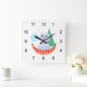 Kerstboom en Snowman Vierkante Klok (Huis)