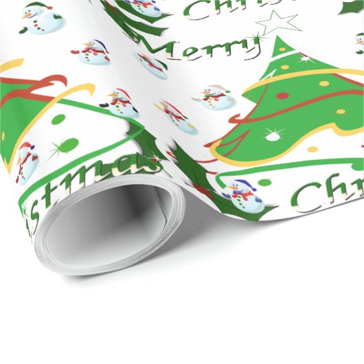 Kerstboom en Snowmen - Cadeaupapier (Rol Hoek)