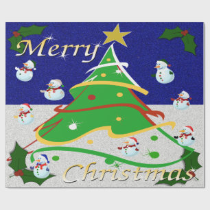 Kerstboom en Snowmen - Cadeaupapier