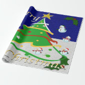 Kerstboom en Snowmen - Cadeaupapier (Uitgerold)