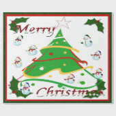 Kerstboom en Snowmen - Cadeaupapier (Vlak)