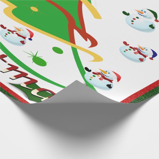 Kerstboom en Snowmen - Cadeaupapier (Hoek)