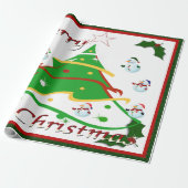 Kerstboom en Snowmen - Cadeaupapier (Uitgerold)