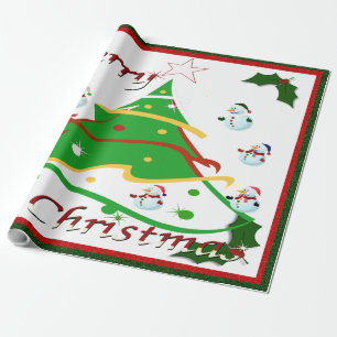 Kerstboom en Snowmen - Cadeaupapier