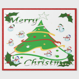 Kerstboom en Snowmen - Cadeaupapier