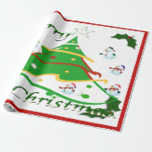 Kerstboom en Snowmen - Cadeaupapier (Uitgerold)