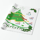 Kerstboom en Snowmen - Cadeaupapier (Uitgerold)