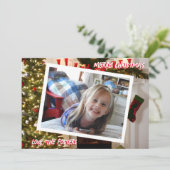 Kerstboom en sok Foto Vakantie Feestdagenkaart (Staand voorkant)