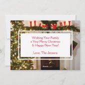 Kerstboom en sok Foto Vakantie Feestdagenkaart (Achterkant)