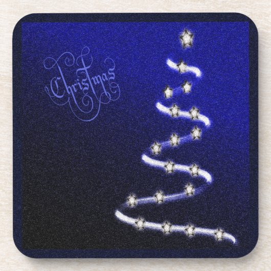 Kerstboom en sterren - bier onderzetter (Voorkant)