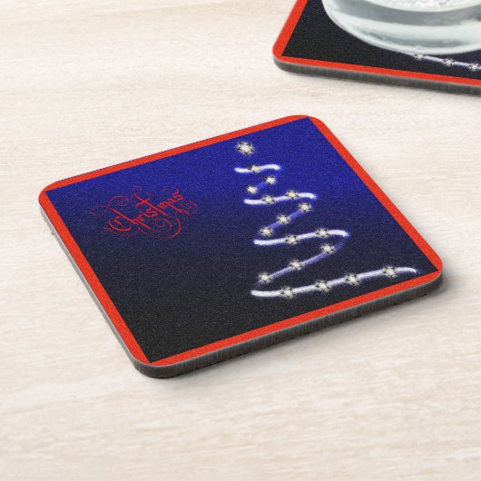 Kerstboom en sterren - bier onderzetter (Linkerzijde)