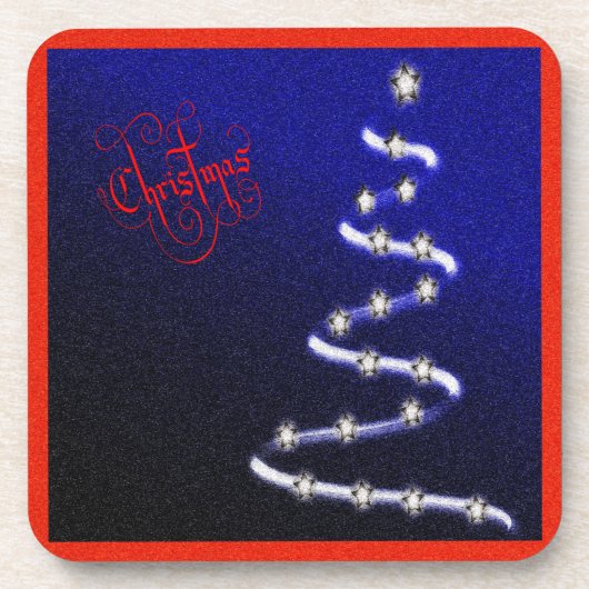 Kerstboom en sterren - bier onderzetter (Voorkant)