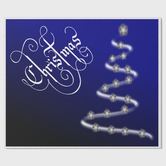 Kerstboom en sterren - cadeaupapier (Vlak)