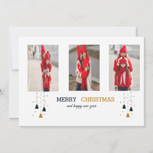 Kerstboom en sterren | Moderne feestdag Kaart (Voorkant)