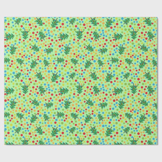 Kerstboom en Stippen Patroon Schattigee Retro Gift Cadeaupapier (Vlak)