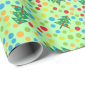 Kerstboom en Stippen Patroon Schattigee Retro Gift Cadeaupapier (Rol Hoek)
