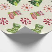 Kerstboom en Stocking Whimsey Cadeaupapier (Hoek)