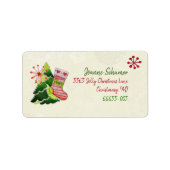 Kerstboom en Stocking Whimsey Etiket (Voorkant)