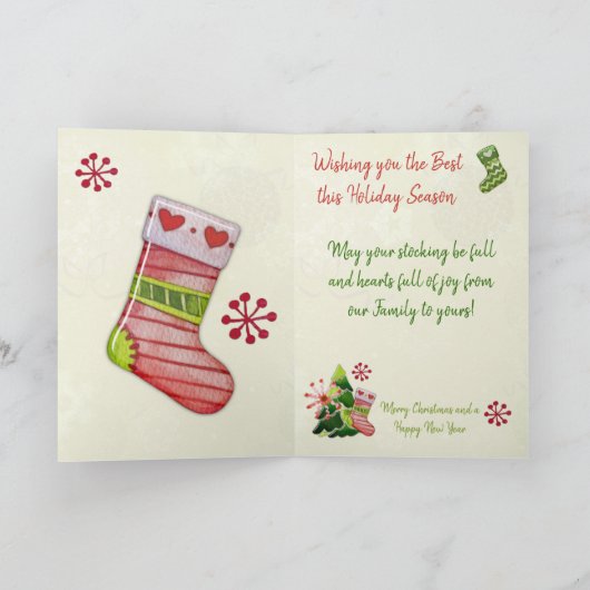 Kerstboom en Stocking Whimsey Kaart (Binnen)
