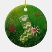 Kerstboom en Stocking Whimsey Keramisch Ornament (Achterkant)