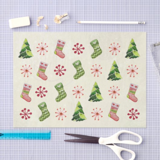 Kerstboom en Stocking Whimsey Tissuepapier (Craft)