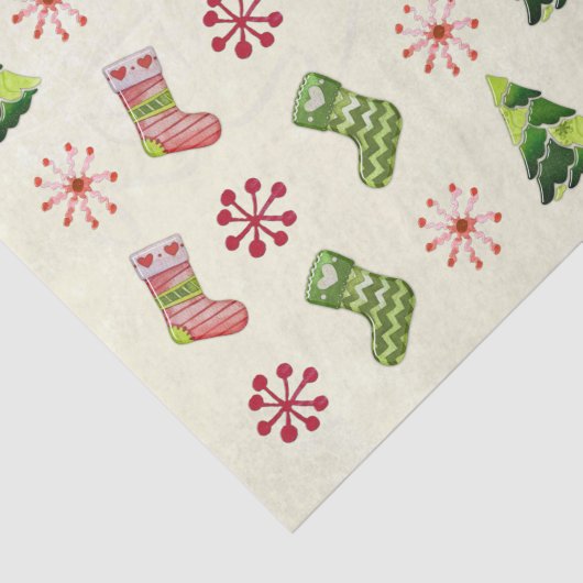 Kerstboom en Stocking Whimsey Tissuepapier (Detail)