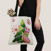 Kerstboom en Stocking Whimsey Tote Bag (Dichtbij)
