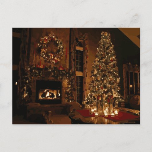 Kerstboom en Struiken buiten het winkelcentrum Feestdagenkaart (Voorkant)