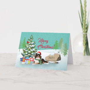 Kerstboom en TriBlack Sheltie Holiday Card Feestdagen Kaart
