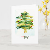 Kerstboom en vakantie Groet Kaart (Gele Bloem)